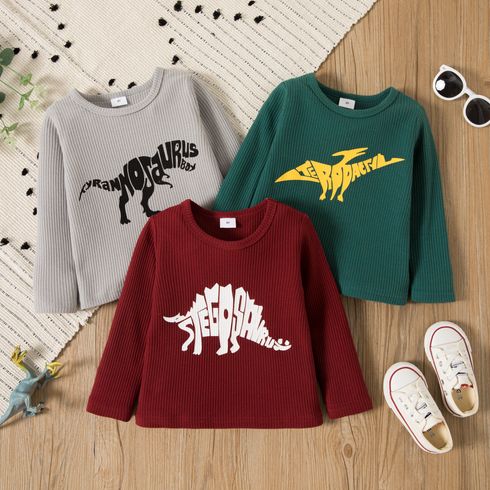 Toddler Boy Letter Dinosaur Print Cotton Pullover Sweatshirt