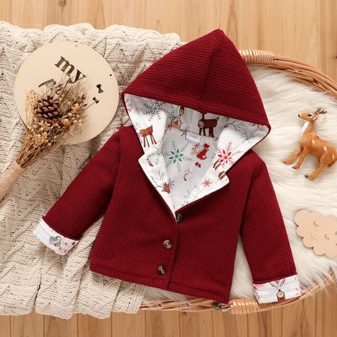 Baby Boy/Girl Long-sleeve Hooded Waffle Thickened Jacket