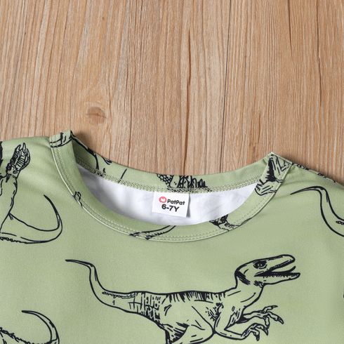 Kid Boy Dinosaur Print Long-sleeve Tee lightgreen big image 4