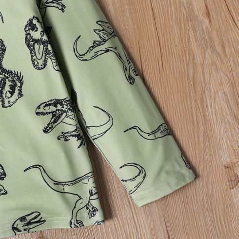 Kid Boy Dinosaur Print Long-sleeve Tee lightgreen big image 5