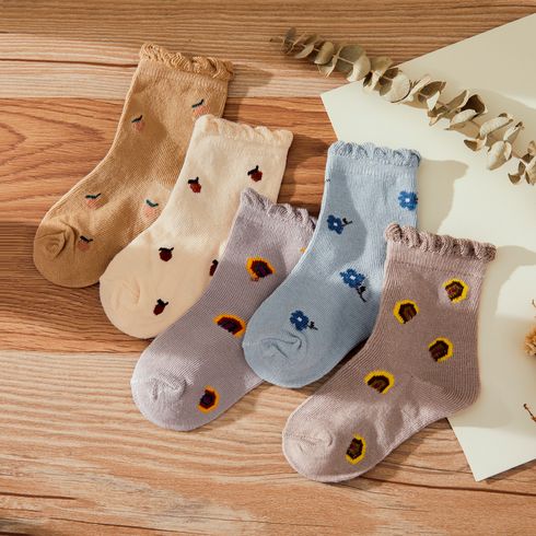 5-pairs Baby / Toddler / Kid Lettuce Trim Socks