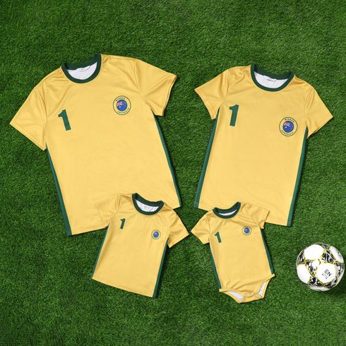 Family Matching Yellow Short-sleeve Graphic Football T-shirts (Australia)