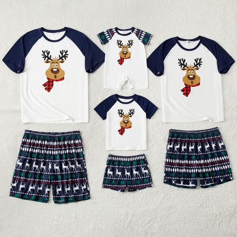 Christmas Family Matching Short-sleeve Deer Graphic Allover Print Pajamas Sets (Flame Resistant)