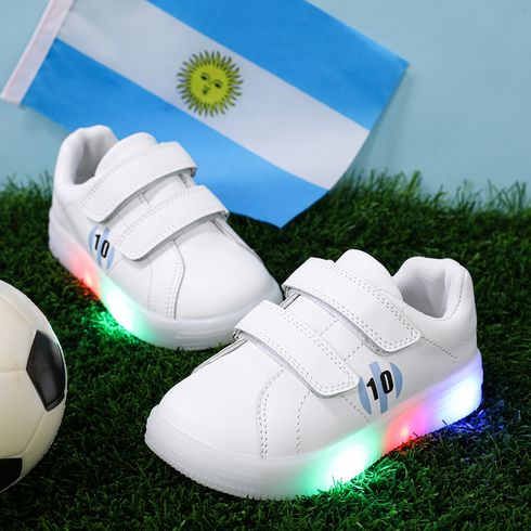 Toddler / Kid Dual Velcro White LED Casual Shoes