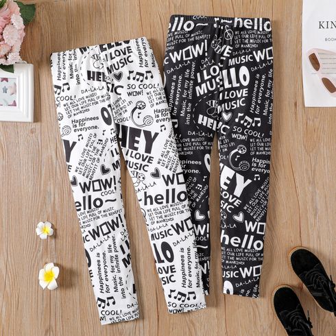 Kid Girl Letter Allover Print Elasticized Leggings