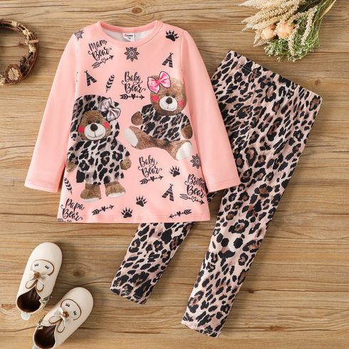 2 Stück Kleinkinder Mädchen Süß Bär T-Shirt-Sets