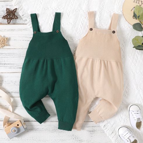 Baby Boy/Girl Solid Rib Knit Overalls