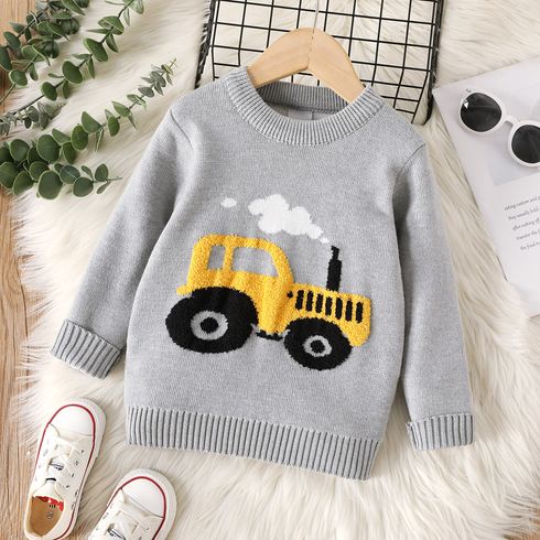 Toddler Boy Playful Vehicle Embroidered Knit Sweater