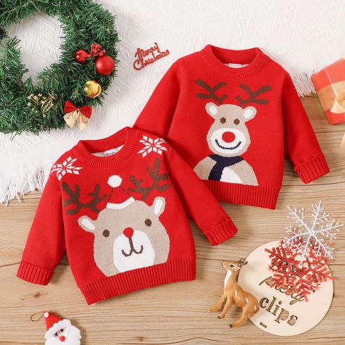 Christmas Baby Boy/Girl Reindeer Graphic Red Knitted Sweater