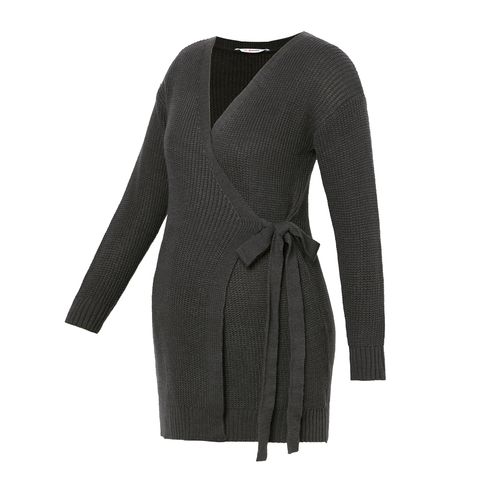 Maternity Solid Side Belted Long-sleeve Sweater