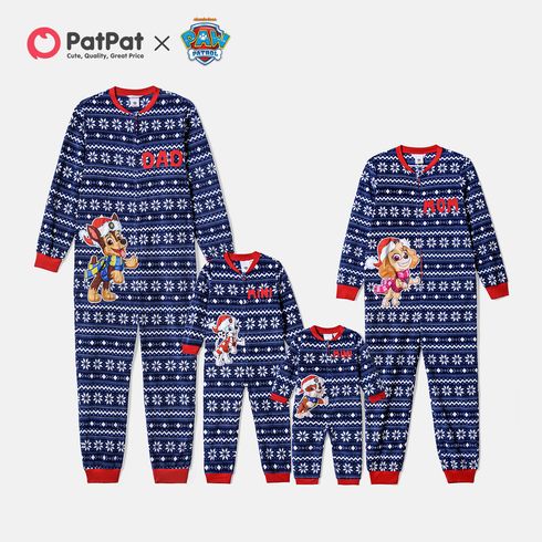 PAW Patrol Christmas Family Matching Allover Snowflake Graphic Polar Fleece Long-sleeve Onesies Pajamas (Flame Resistant)