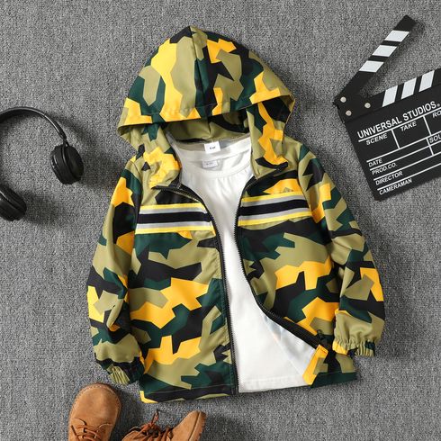 Kid Boy Camouflage Print Zipper Design Hooded Jacket