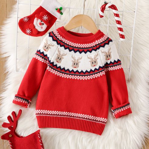 Toddler Boy/Girl Christmas Graphic Red Knit Sweater