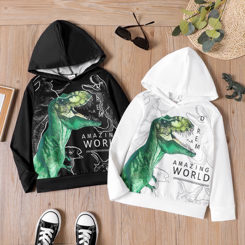 Kid Boy Letter Dinosaur Print Hoodie Sweatshirt