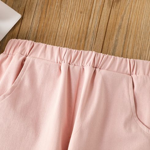 Toddler Girl/Boy Basic Solid Color Elasticized Pants Pink big image 3