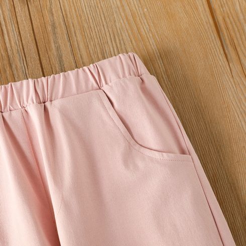Toddler Girl/Boy Basic Solid Color Elasticized Pants Pink big image 4