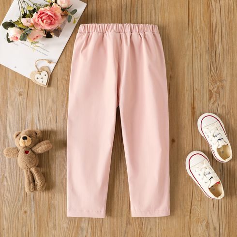 Toddler Girl/Boy Basic Solid Color Elasticized Pants Pink big image 2