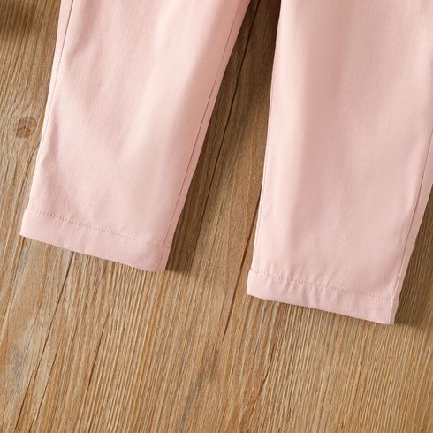 Toddler Girl/Boy Basic Solid Color Elasticized Pants Pink big image 5