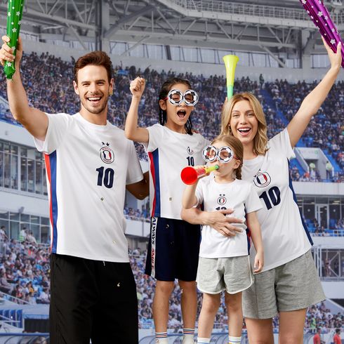 Family Matching Short-sleeve Graphic White Football T-shirts (France)