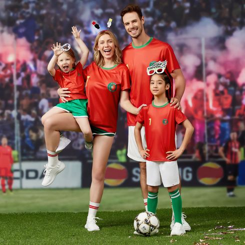 Family Matching Short-sleeve Graphic Red Football T-shirts (Portugal)