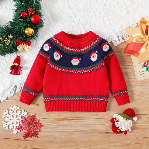 Christmas Baby Boy/Girl Santa Pattern Red Knitted Sweater