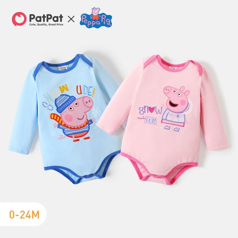 Peppa Pig Natal Bebé Unissexo Botão Porco Infantil Manga comprida Macacão curto