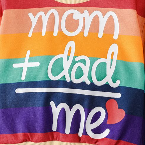 Baby Boy/Girl Heart & Letter Print Rainbow Colorblock Long-sleeve Sweatshirt Multi-color big image 4
