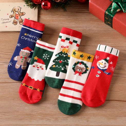Juego de 5 pares de calcetines navideños para bebés y niños pequeños