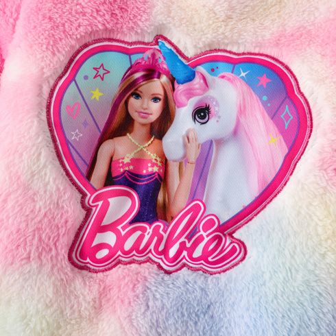 Barbie Toddler Girl Heart Embroidered Tie Dyed Fleece Hoodie Sweatshirt Colorful big image 2