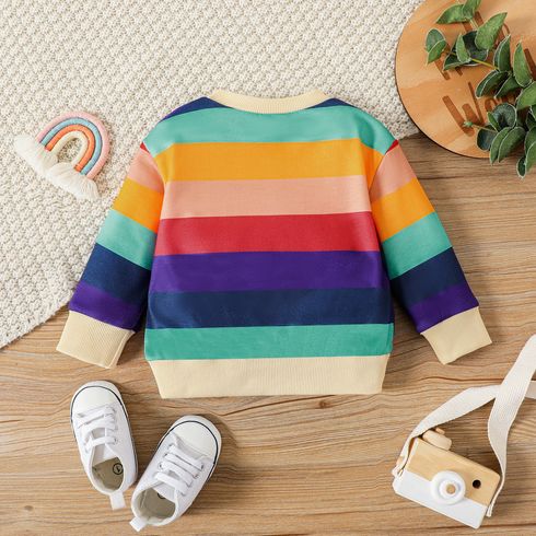 Baby Boy/Girl Heart & Letter Print Rainbow Colorblock Long-sleeve Sweatshirt Multi-color big image 2