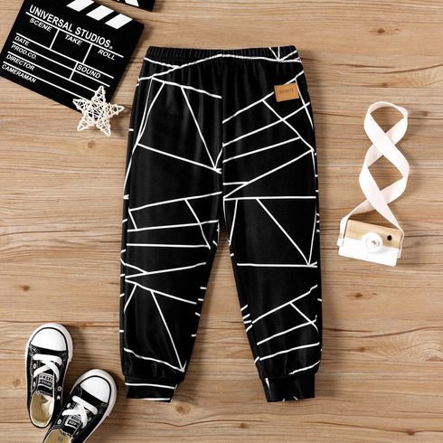 Toddler Boy Allover Geo Print Elasticized Pants Black big image 1