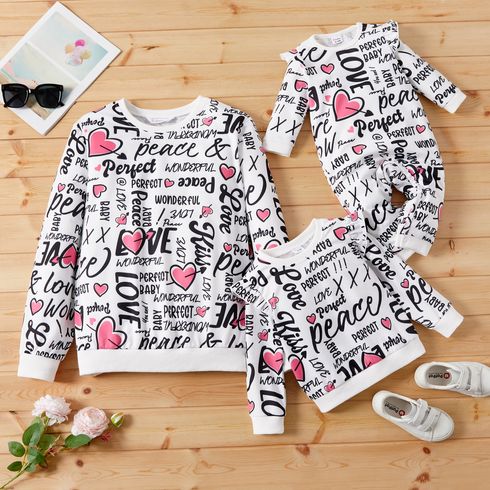 Valentine's Day Mommy and Me Allover Heart & Letter Print Long-sleeve Sweatshirts