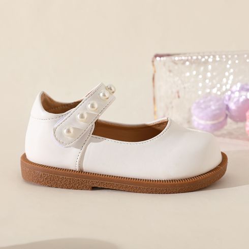 Toddler / Kid Faux Pearl Decor White Flats
