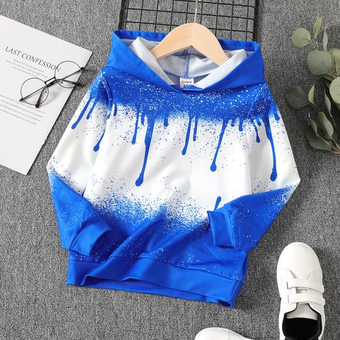 Kid Boy Painting Print Colorblock Hoodie Sweatshirt