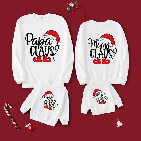 Christmas Family Matching Graphic Print White Long-sleeve Sweatshirts