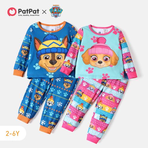 PAW Patrol 2pcs Toddler Girl/Boy Christmas Allover Print Long-sleeve Tee and Pants Pajamas Set