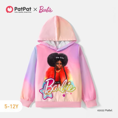 Barbie Kid Girl Character Print Tie Dyed Hoodie Sweatshirt