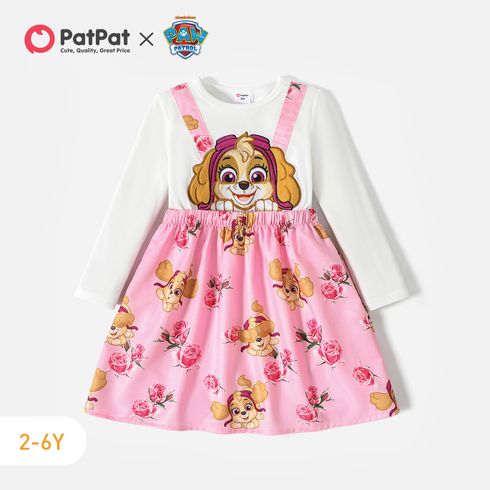 PAW Patrol Toddler Girl Faux-two Floral Print Long-sleeve Dress