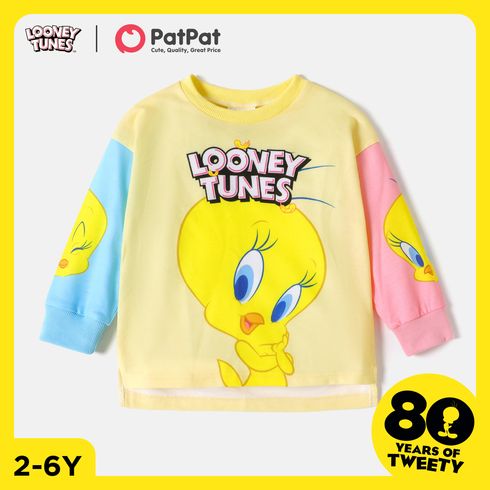 Looney Tunes Toddler Girl Tweety Print Colorblock Pullover Sweatshirt