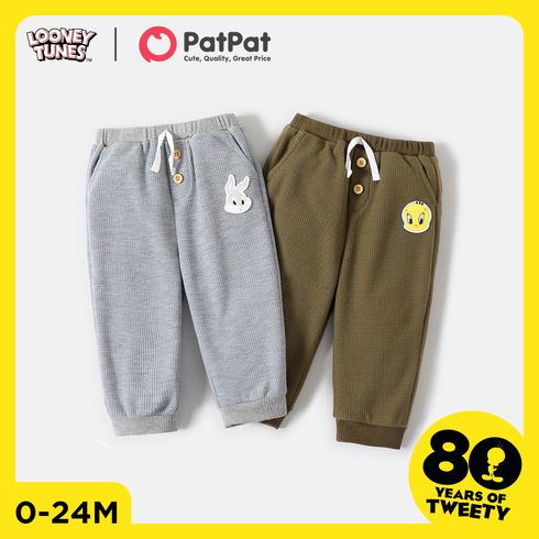 Looney Tunes Baby Boy Animal Patch Detail Waffle Sweatpants