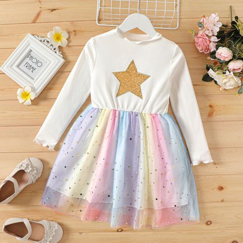 Criança Menina Costuras de tecido Estrelas/lua/nuvens Vestidos