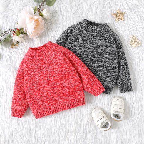 Baby Boy/Girl Long-sleeve Heathered Knitted Sweater