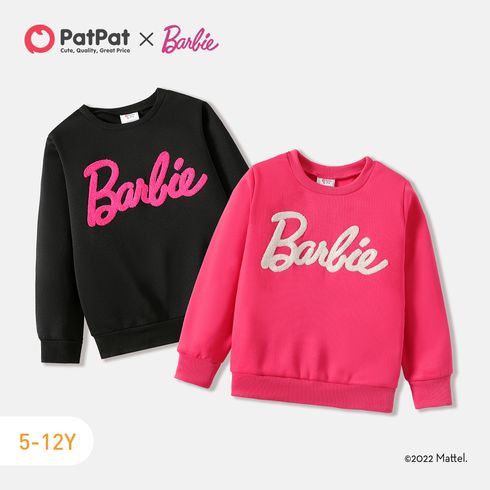 Barbie Kid Girl Letter Embroidered Pullover Sweatshirt