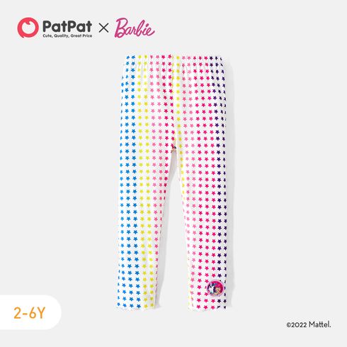 Barbie Toddler Girl Patch Embroidered Polka dots/Star Print/Solid Color Cotton Elasticized Leggings Colorful big image 1