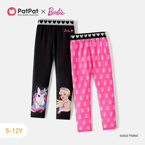 Barbie Kid Girl Unicorn/Letter Print Elasticized Leggings
