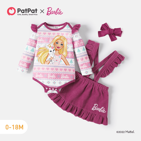 Barbie Natale 3 pezzi Neonato Ragazza Manica volant Dolce Manica lunga Set neonato