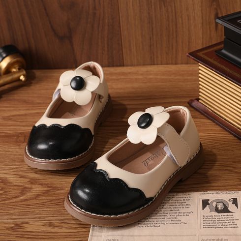 Toddler / Kid Cute Floral Decor Color Block Flats Black big image 1