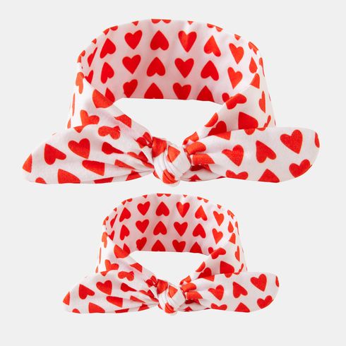 2-pack Heart Print Bow Headband for Mom and Me Red big image 1