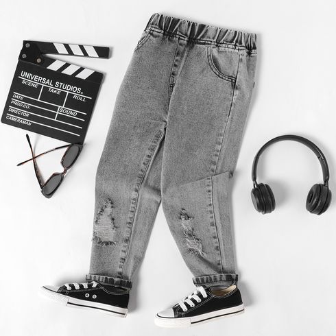 Kid Boy/Kid Girl Trendy Cotton Ripped Denim Jeans