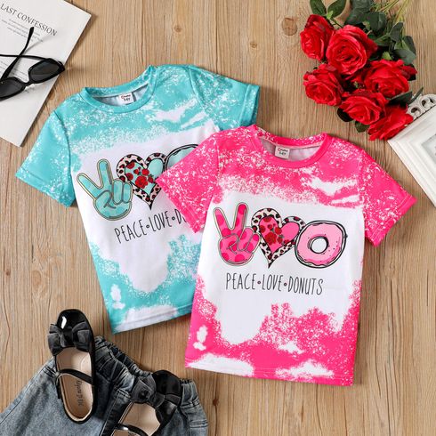 Valentinstag Kinder Mädchen Buchstaben Kurzärmelig T-Shirts